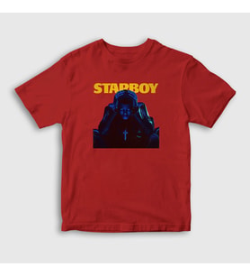 Presmono Unisex Çocuk Kırmızı Starboy Cover The Weeknd T-Shirt 159541tt (Kırmızı)