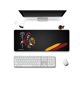 SonicTouch Aslan Muhafızı Sarı Kırmızı Pürüzsüz Sıvı Geçirmez XXL Gamer Klavye Mousepad 40x90cm