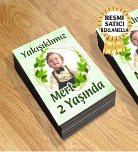 7 Temalı Kişiye Özel Resimli Doğum Günü Magneti  8x6 Cm 10 Adet (Yeşil)