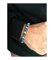 Unisex - Altın Kaplama Hematit Çavuş + Lapis Lazuli Doğal Taşlı Şık Bleklik  Handcrafted