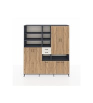 Hyperion Dolap 17 Raflı 2 Çekmeceli 7 Kapaklı 220x44x243 Antrasit-Çam/Aytaşı