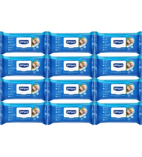 Canped Hasta Vücut Perine Temizleme Islak Mendil Havlu 48 Yaprak XL (12 Li Set) Plastik Kapaklı