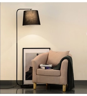 RİOLİGHT RETRO RUSTİK SİYAH HAREKETLİ KUMAŞ BAŞLIK METAL LAMBADER KÖŞE LAMBASI
