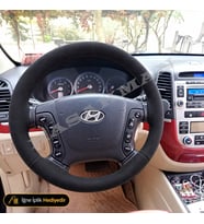 Hyundai Santa Fe Dikme Direksiyon Kılıfı Alcantara Süet Monza Black CM-Style-Style Max 2010-2012