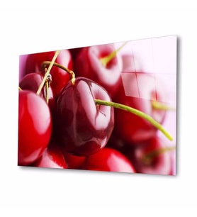 İdealizbiz  Kiraz Meyveler Cam Tablo 4mm Dayanıklı Temperli Cam