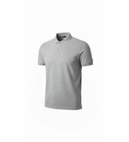 Erkek Polo Yaka Düğmeli Pike Kumaş Tişört Regular Fit Kısa Kol T-Shirt - Gri