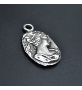 Vintage Cameo Kolye Ucu - Antik Gümüş Kaplama - Kod:238