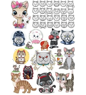 Kediler Sticker Set-7 27 Parça Telefon, Tablet, Defter, Laptop Sticker