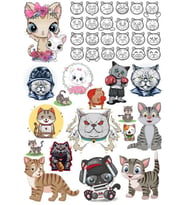 Kediler Sticker Set-7 27 Parça Telefon, Tablet, Defter, Laptop Sticker