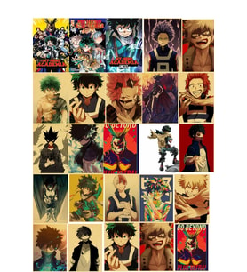 Boku no Hero Academia - Anime Duvar Retro Poster 34 Adet -10cm*15cm
