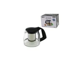 700ML CAM DEMLİK ÇELİK SÜZGEÇLİ - PLASTİK KULP - KAPAK - KROM ÇERÇEVE (5343)
