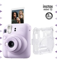 Instax mini 12 Lila Fotoğraf Makinesi ve Şeffaf Kılıf Seti