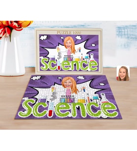 BK Gift Kişiye Özel Kadın Fen Bilimleri Öğretmeni Karikatürlü 1000 Parça Profesyonel Puzzle-1