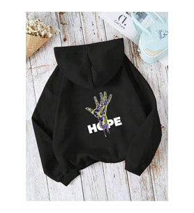 Unisex Hope Sırt Baskılı Oversize Baskılı Kapşonlu Sweatshirt 3 Iplik (Siyah)