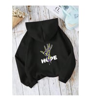 Unisex Hope Sırt Baskılı Oversize Baskılı Kapşonlu Sweatshirt 3 Iplik (Siyah)