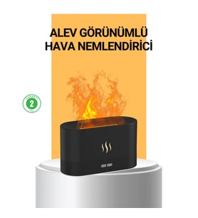Mey İthalat® Modern Tasarımlı Alev Efektli LED Aromaterapi Hava Nemlendirici