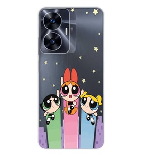 Realme C55 Uyumlu Powerpuff Girls Desenli Şeffaf Telefon Kılıfı