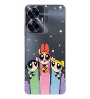 Realme C55 Uyumlu Powerpuff Girls Desenli Şeffaf Telefon Kılıfı