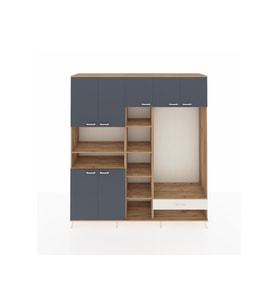 Hyperion Dolap 11 Raflı Tek Çekmeceli 7 Kapaklı 220x44x243 Çam-Antrasit/Aytaşı