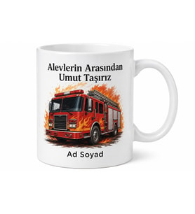 İtfaiyeci Alev Savaşçısı Kırmızı İtfaiye Aracı Kahraman Kupa Bardak Hediye