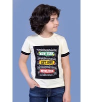 Toontoy Erkek Çocuk Kolları Garni Detaylı Yazı Baskılı Tişört (Sarı)