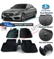 Mercedes W205 Havuzlu 3D Paspas Niken Siyah 2013 Sonrası