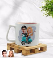 BK Gift Kişiye Özel Sevgililer Karikatürlü Middle Beyaz Kupa Bardak Model 99