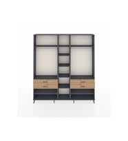 Arges Dolap 11 Raflı 4 Çekmeceli 2 Askılı 220x30x243 Antrasit-Antrasit/Çam