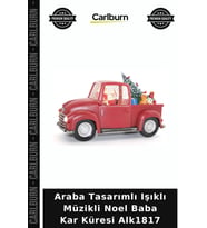 Özel Üretim Yılbaşı Hediyelik Dekoratif Araba Tasarımlı Işıklı Müzikli Noel Baba Kar Küresi Alk1817