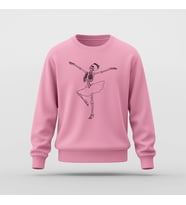İskelet Balerin Baskılı Basic Sweatshirt (Pembe)