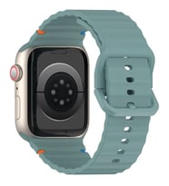 Apple Watch 10/11 42mm-38/40/41mm Kordon Dekoratif Örgü Çizgili Spor Silikon Kay (Yeşil)