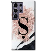 Galaxy S24 Ultra Kılıf HD Desen Baskılı Kılıf - Pembe Mermer Desenli Ş Harfi