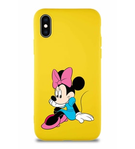 Apple iPhone X Soft Premier Kapak Minnie Mouse-E Tasarımlı Silikon Kılıf - Sarı (Şeffaf)