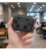 CaseOnn Kılıf Retro GamePad Siyah Siyah Samsung Galaxy Buds 3 Pro ile uyumlu