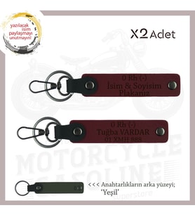 Hız Aşıkları İçin İsim Plaka ve 0 Rh (-) Kan Grubu Kişisel, Acil Durum Deri x2 Anahtarlık, Bordo-Ysl (Çok Renkli)