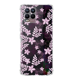 PrintiFy Realme 8 Pro Uyumlu Köşe Korumalı Floral Pudra Tasarımlı Şeffaf Silikon Kılıf