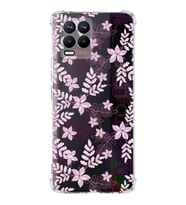 PrintiFy Realme 8 Pro Uyumlu Köşe Korumalı Floral Pudra Tasarımlı Şeffaf Silikon Kılıf