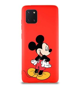 Samsung Galaxy Note 10 Lite Soft Premier Kapak Mickey Mouse-D Tasarımlı Silikon Kılıf - Kırmızı (Şeffaf)