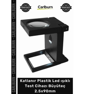 #Büyüteç Masaüstü 2 Ledli Proje Okuma Katlanır Plastik Led ışıklı Test Cihazı Büyüteç 25x90mm