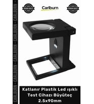 #Büyüteç Masaüstü 2 Ledli Proje Okuma Katlanır Plastik Led ışıklı Test Cihazı Büyüteç 25x90mm