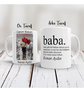 Babalar Gününe Özel Fotoğraflı Kupa Bardak, Kişiye Özel Fotoğraf Baskılı Kupa Bardak, İsme Özel Kupa Bardak, Babalar Günü Bardağı