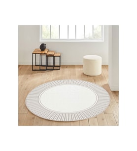 Eliana Home Baskılı, Yıkanabilir Kaymaz Taban Yuvarlak Halı LNA7166 120x120 cm (Bej)