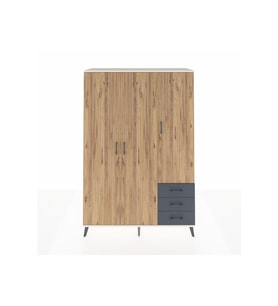 Hyperion Dolap 6 Raflı 3 Çekmeceli Tek Askılı 132x44x195 Aytaşı-Çam/Antrasit