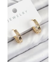 Pirinç Zirkon Taşlı Halka Model Gold Renk Kadın Küpe (Altın)