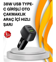 Kompakt Tasarımlı Type-C + USB Girişli Araç Şarj Başlığı