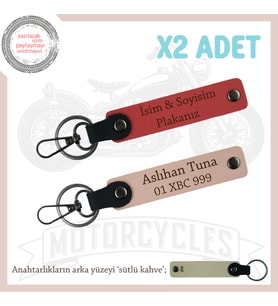 Araba Tutkunlarına Özel İstenilen İsim Ve Plaka Yazılabilen x2li Anahtarlık, Nar Çiçeği-Yavruağzı-SK