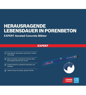 Bosch Professional 10X Expert 'Aerated Concrete' S 1141 Hm Panter Testere Bıçakları (Gözenekli Beton