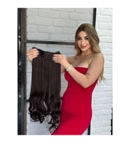 PerukAvm Luxury GenişDalgalı Yarımay+2 Yan Çıtçıt Kahve