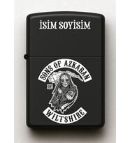 Sons of Azkaban Desenli Kişiye Özel İsimli Siyah Benzinli Metal Çakmak
