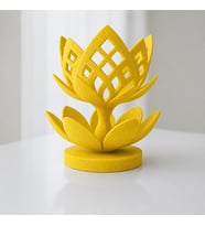 3D Baskı Lotus Çiçeği Mumluk - Dekoratif Tealight Mumluk-Sarı